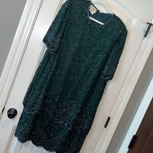 Vintage Dark Green Beaded Dress